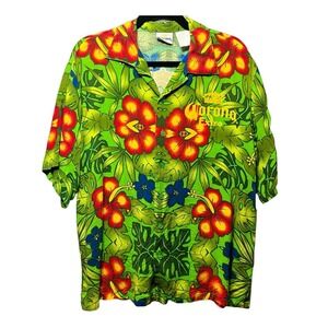 Corona‎ Extra Beer Tropical Hibiscus Parrot Rayon Button Up Shirt Mens Large